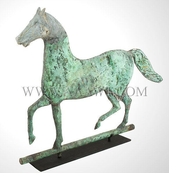Antique Weathervane, Prancing Horse, Original Surface, 19th Century, angle view